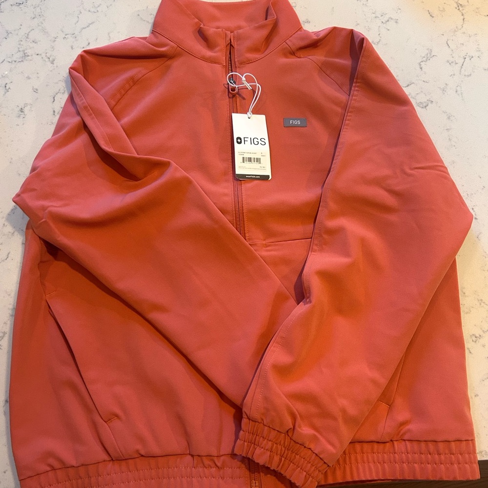 Figs Salmon Full-Zip Athletic Jacket
